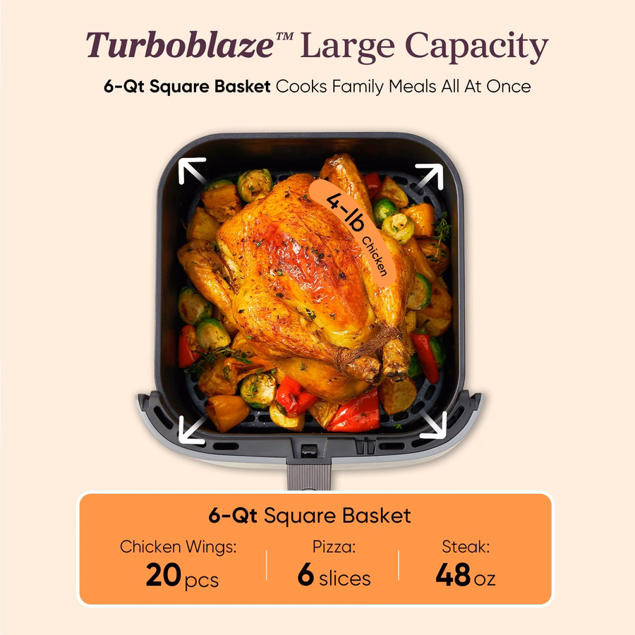 Frytkownica powietrzna TurboBlaze™ 6,0-kwartowa — jasnoszara